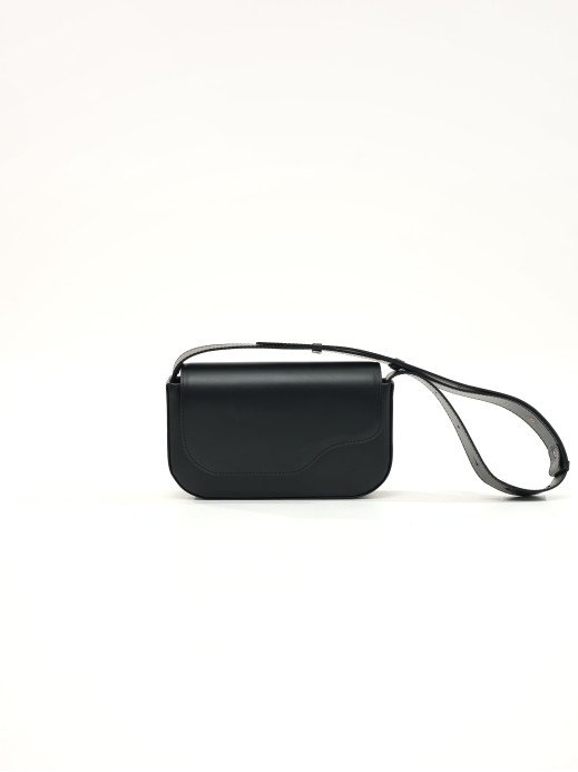 "Ліон" сумка-багет чорна жіноча шкіряна