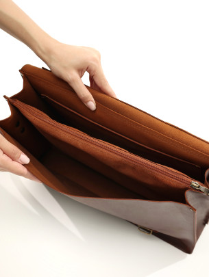 Чоловічий шкіряний портфель "Лондон" у вінтажному коньячному