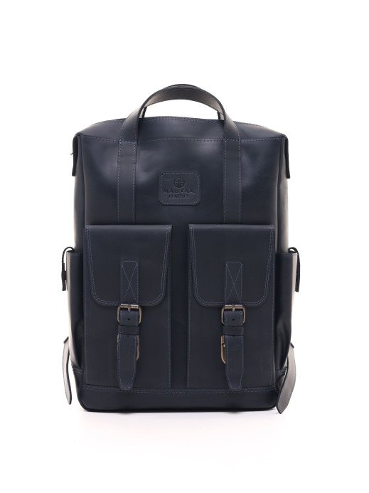 Чоловічий шкіряний рюкзак "Кембридж" у вінтажному синьому Чоловічий шкіряний рюкзак "Кембридж" у вінтажному синьому