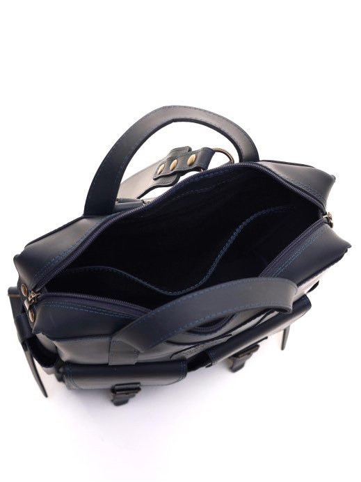 Чоловічий шкіряний рюкзак "Кембридж" у вінтажному синьому Чоловічий шкіряний рюкзак "Кембридж" у вінтажному синьому