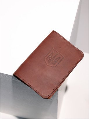 Обкладинка "Герб" для паспорта вінтажний коньячний 