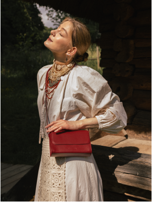 Жіноча шкіряна сумка "Черемош"  у лімітованому вишневому