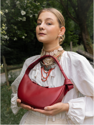 Жіноча шкіряна сумка "Сен-Тропе" вишнево-червона