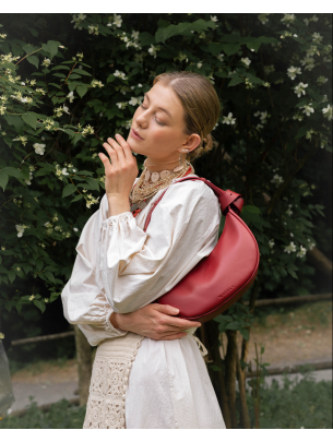 Жіноча шкіряна сумка "Сен-Тропе" вишнево-червона