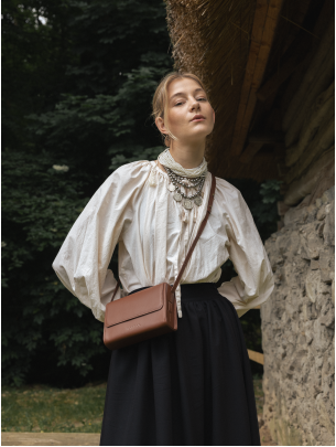 Жіноча шкіряна сумка "Черемош" у лімітованому коньячному