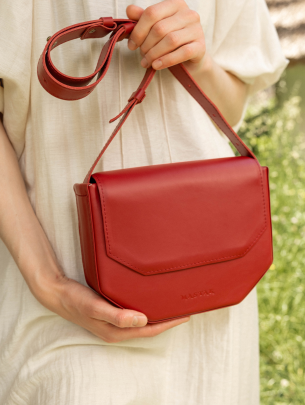  "Кіото" вишнево-червона жіноча шкіряна сумка