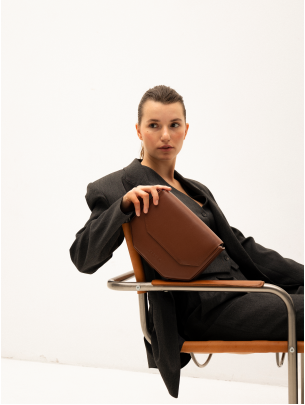 "Кіото" коньячна жіноча шкіряна сумка