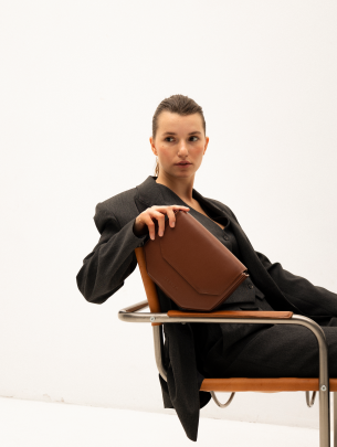 "Кіото" коньячна жіноча шкіряна сумка