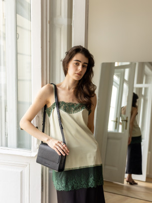 Leather bag "Cheremosh"  in black textured