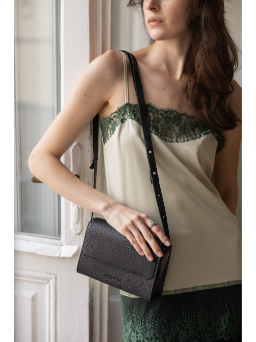 Leather bag "Cheremosh"  in black textured