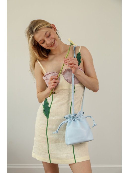 Жіноча сумка-мішечок "Цвіт" блакитна лімітована