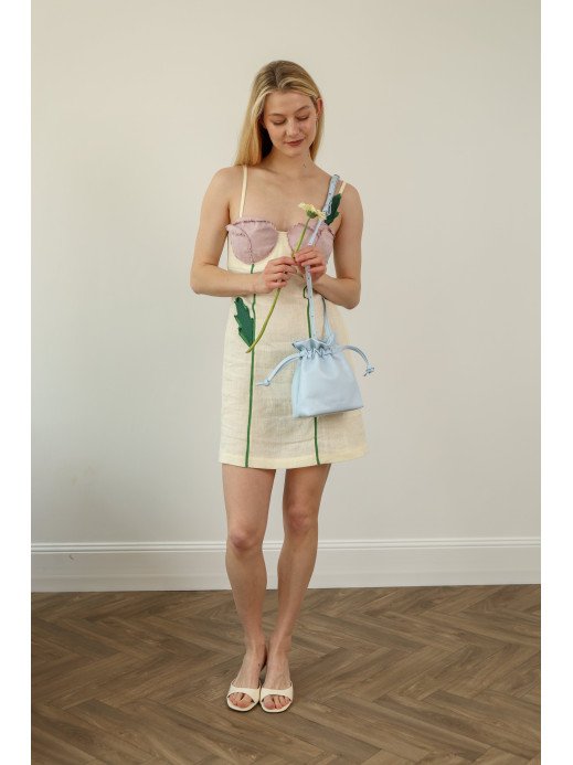 Жіноча сумка-мішечок "Цвіт" блакитна лімітована