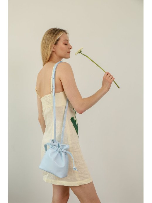 Жіноча сумка-мішечок "Цвіт" блакитна лімітована