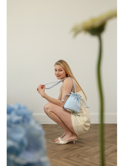 Жіноча сумка-мішечок "Цвіт" блакитна лімітована