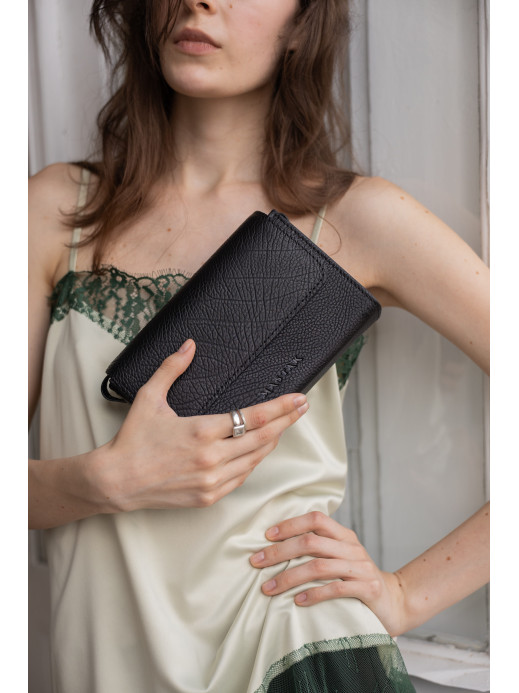 Leather bag "Cheremosh"  in black textured