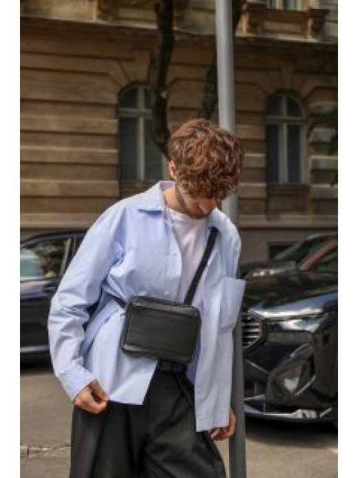 Чоловіча бананка "Темп" шкіряна чорна Чоловіча бананка "Темп" шкіряна чорна