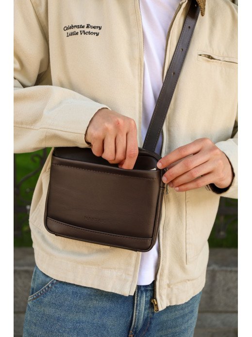 Чоловіча бананка "Темп" шкіряна коричнева Чоловіча бананка "Темп" шкіряна коричнева