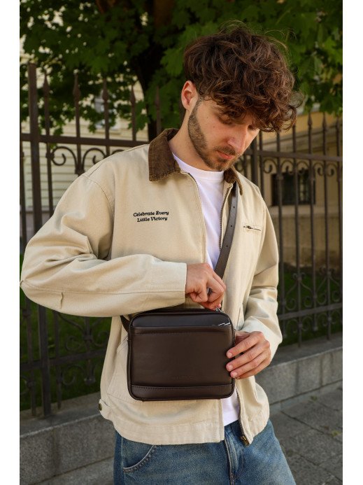 Чоловіча бананка "Темп" шкіряна коричнева Чоловіча бананка "Темп" шкіряна коричнева