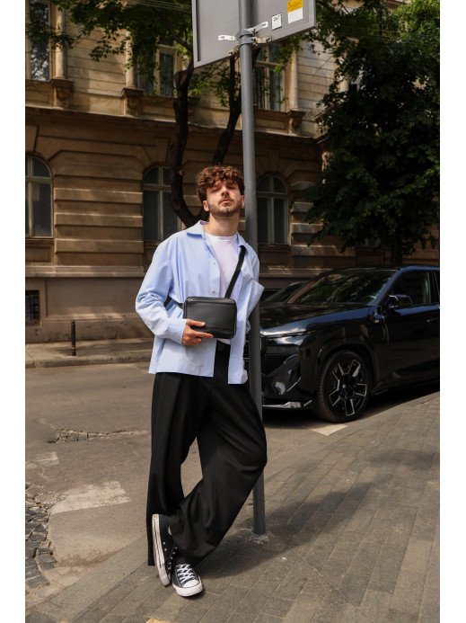 Чоловіча бананка "Темп" шкіряна чорна Чоловіча бананка "Темп" шкіряна чорна