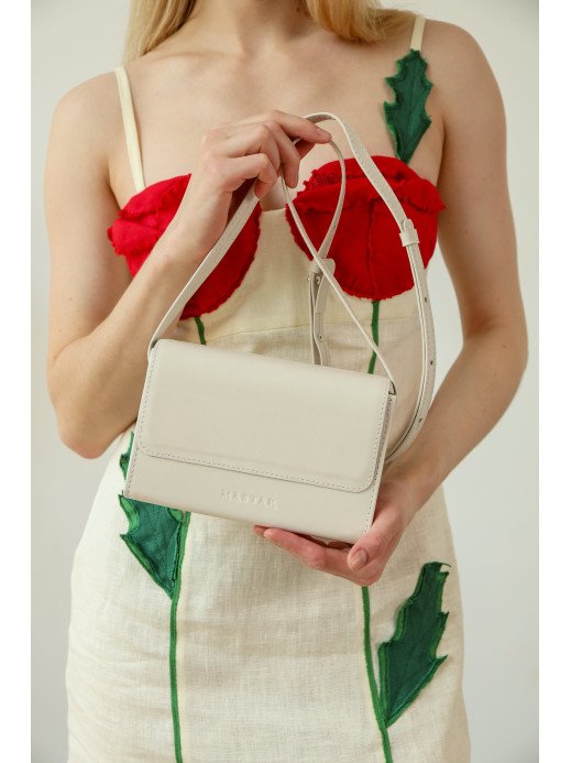 Жіноча шкіряна сумка "Черемош"  у лімітованому білому