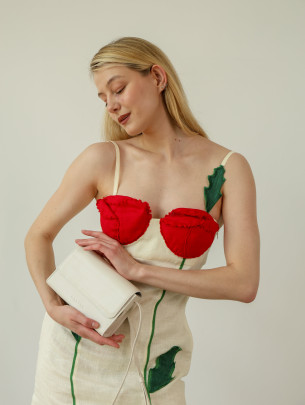 Жіноча шкіряна сумка "Черемош"  у лімітованому білому