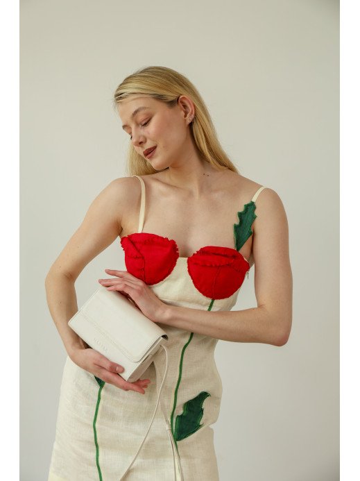 Жіноча шкіряна сумка "Черемош"  у лімітованому білому