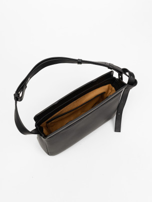 Жіноча сумка "Рима" чорна шкіряна 