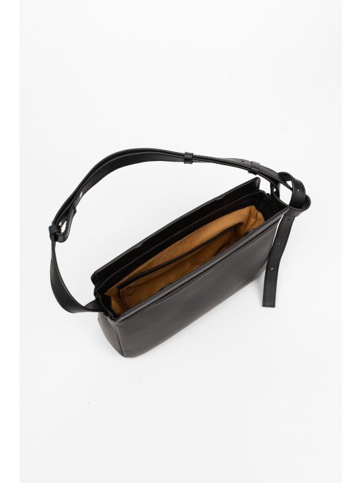 Жіноча сумка "Рима" чорна шкіряна 