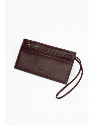 Шкіряний клатч з ремінцем бордовий