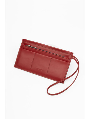 Шкіряний клатч з ремінцем червоний 