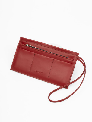 Шкіряний клатч з ремінцем червоний 