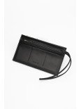 Шкіряний клатч з ремінцем чорний 