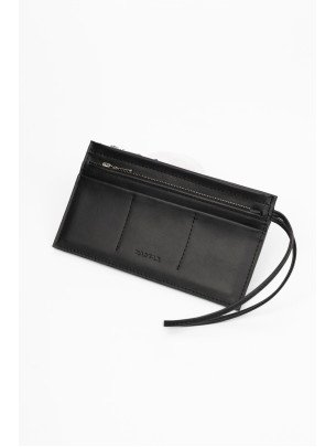 Шкіряний клатч з ремінцем чорний 