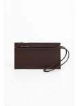 Шкіряний клатч з ремінцем коричневий