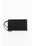 Шкіряний клатч з ремінцем чорний 