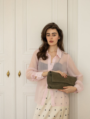 Сумка-клатч "Рандеву" зелена замшева