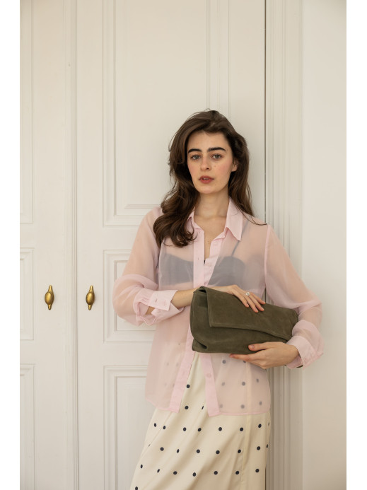 Сумка-клатч "Рандеву" зелена замшева