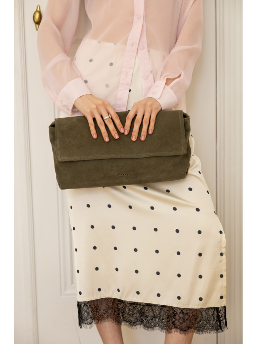 Сумка-клатч "Рандеву" зелена замшева