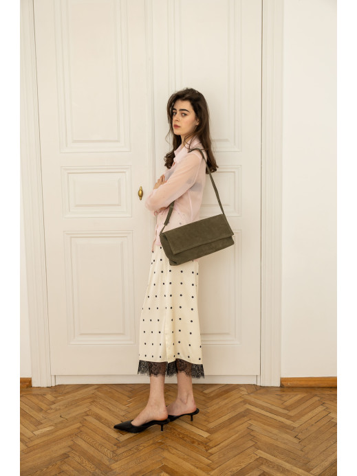 Сумка-клатч "Рандеву" зелена замшева