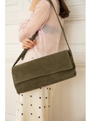 Сумка-клатч "Рандеву" зелена замшева