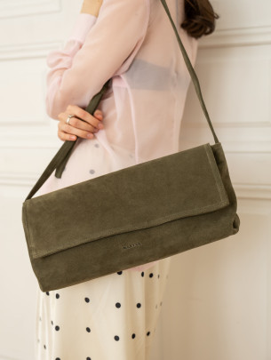 Сумка-клатч "Рандеву" зелена замшева