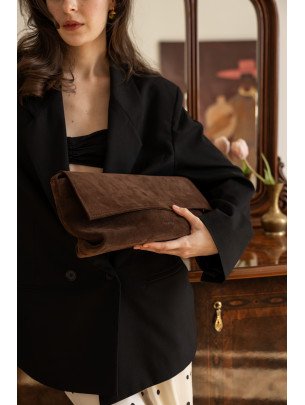 Сумка-клатч "Рандеву" коричнева замшева