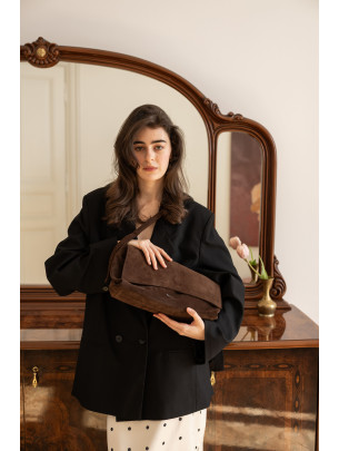 Сумка-клатч "Рандеву" коричнева замшева