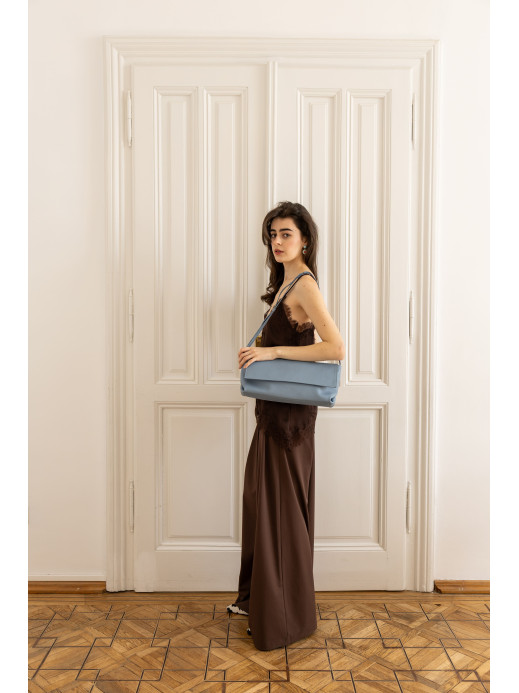 Сумка-клатч "Рандеву" блакитна шкіряна