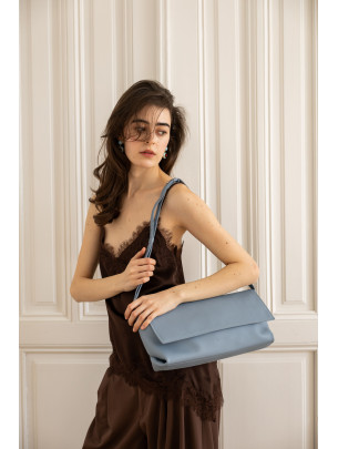 Сумка-клатч "Рандеву" блакитна шкіряна