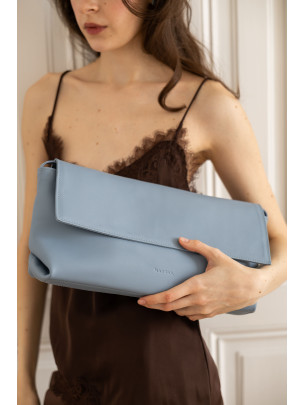 Сумка-клатч "Рандеву" блакитна шкіряна