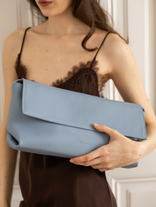 Сумка-клатч "Рандеву" блакитна шкіряна