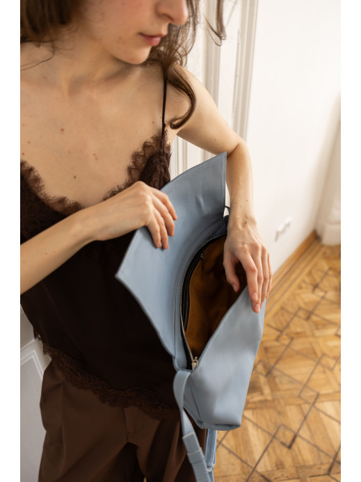 Сумка-клатч "Рандеву" блакитна шкіряна