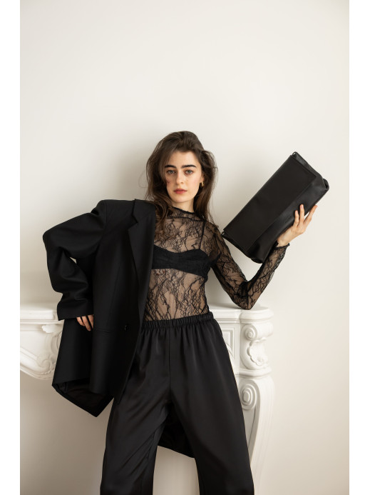 Сумка-клатч "Рандеву" чорна шкіряна 