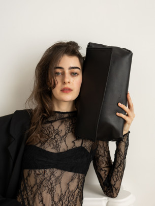 Сумка-клатч "Рандеву" чорна шкіряна 